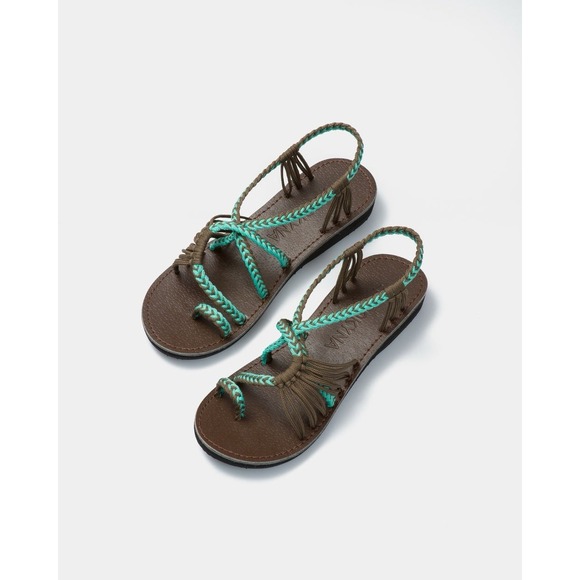 NEW Plaka Turquoise Flat Comfort Boho Flat Sandals Hand Woven Women's 8 Beach - Picture 2 of 10